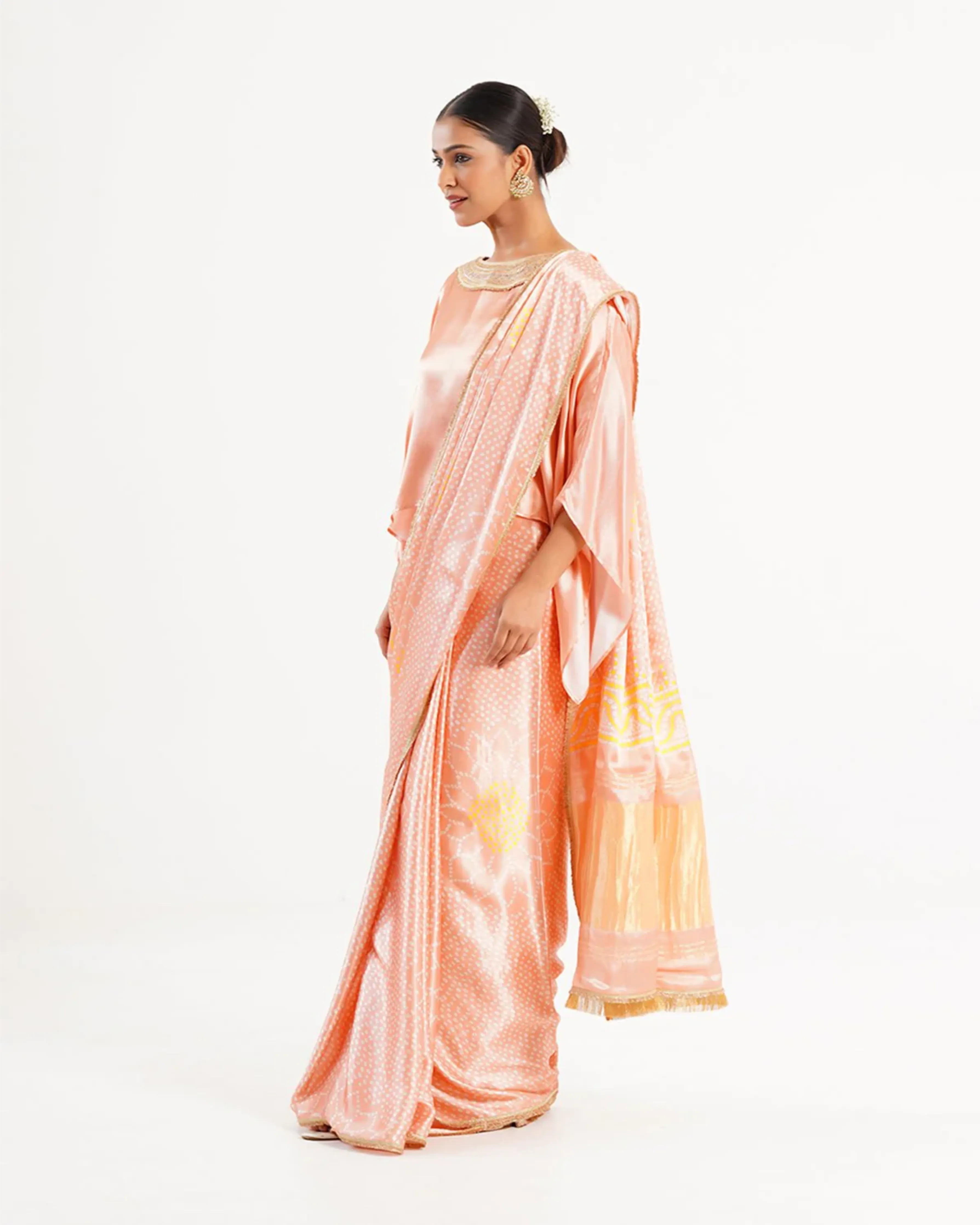 Saree Bandhej Mixology Blush Pink Gold